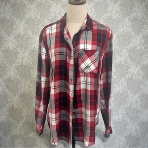 ** NWOT*** Garage Red and Black Plaid Women's Button Down Shirt